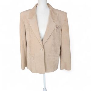 Vintage Adolph Schuman for Lilli Ann Pink- Beige Ultrasuede Blazer Jacket 70-80s